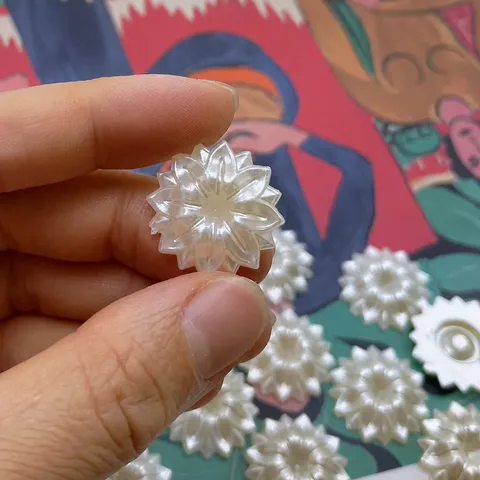 ABS Imitation Pearl Double Petal Flower Beads Flat Bottom Floral Charms For DIY Phone Case Hairpin Clothing Accessories Craft Making