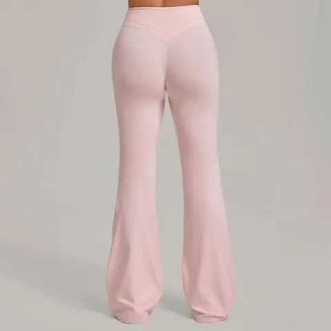 Women High Waist Flared Yoga Pants Naked Feeling Crossed Waistband Slim Fit Flared Trousers Gym Fitness Sports Pants Activewear