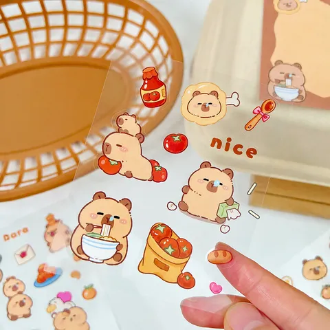 Niedliche Capybara PET Aufkleber Wasserdichte Cartoon Tier Sticker Für Tagebuch Trinkwasserflasche Handyhülle DIY Dekor