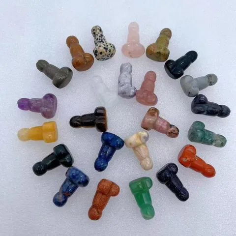 Natural Gemstone Crystal Carving Penis Shape Desk Figurine Creative Novelty Ornament Home Decoration Crafts Gift