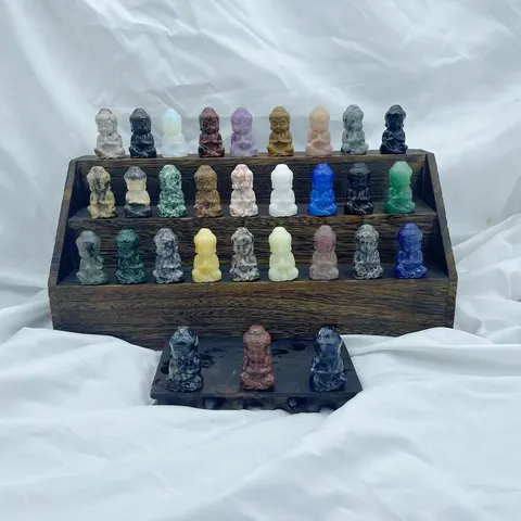 Natural Stone Baby Buddha Statue Hand Carved Mini Crystal Buddha Figurine For Home Decor Spiritual Healing Gemstone Sculpture Zen Meditation Ornament