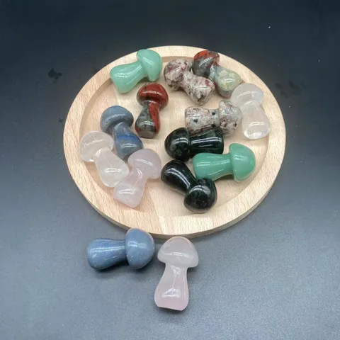 Natural Gemstone Crystal Mini Mushroom Desk Ornament Hand Carved Polished Mineral Quartz Healing Stone Figurine For Home Office Decor