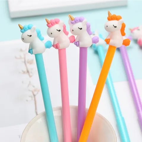 Cute Cartoon Unicorn Gel Pen Plastic And Silicone Writing Pen Fine Point Black Ink Office School Stationery Supplies