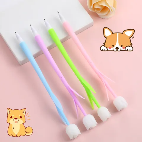 Cute Floral Soft Rubber Gel Pen Candy Color Student Stationery Writing Pen For School Office Daily Use