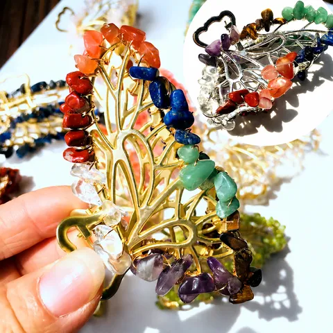 Natural Crystal Chips Butterfly Hair Clip Vintage Alloy Crushed Stone Hair Claws Elegant Butterfly Hair Accessories For Women Daily Jewelry