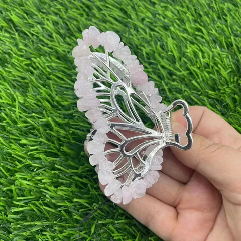 Legierung Schmetterling Haarspangen Naturstein Kristall Haarkrallen Eingelegte Quarz Trommelsteine Haarnadeln Mode Haarschmuck Für Damen