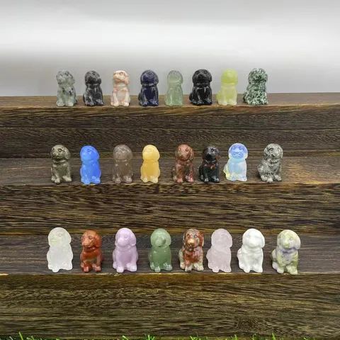 Naturstein Welpenfigur Handgeschnitzter Golden Retriever Mini Kristall Tierstatue Für Zuhause Büro Dekoration Geschenk