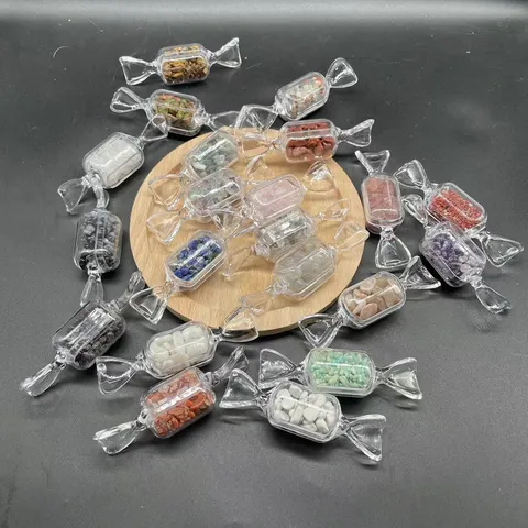 Natürlicher Kristall Steinschotter Süßigkeit Glasflasche Dekoratives Ornament Halloween Kleines Geschenk Mehrere Materialien