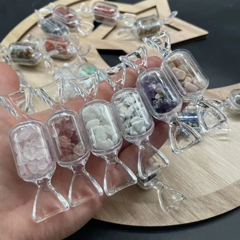 Natürlicher Kristall Steinschotter Süßigkeit Glasflasche Dekoratives Ornament Halloween Kleines Geschenk Mehrere Materialien