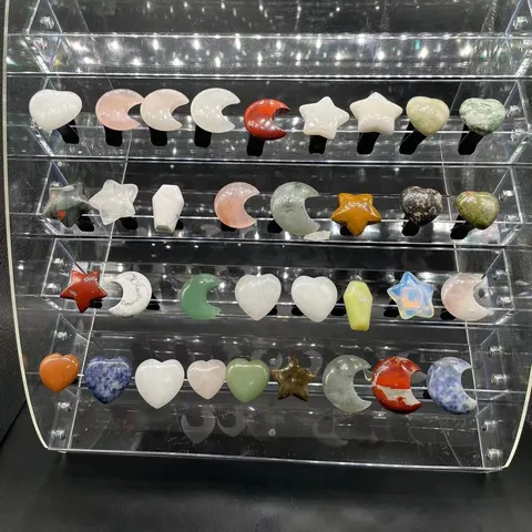 Clip de Salida de Aire de Coche de Piedra Natural Cristal Forma Estrella Luna Corazón Ataúd Gema Curativa Decoración Interior