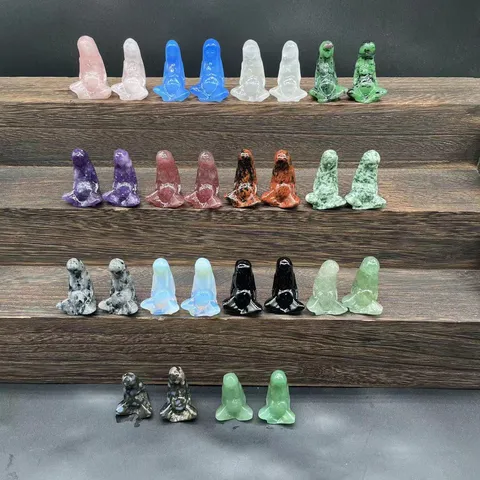 Natural Gemstone Carved Mother Earth Gaia Goddess Figurine Polished Crystal Healing Quartz Miniature Desk Ornament Home Decor Gift