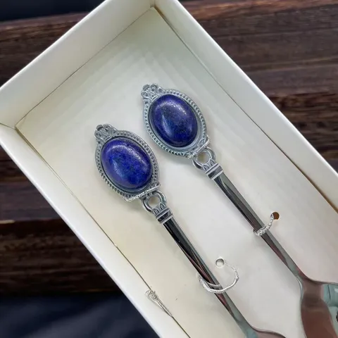 Set Cucchiaio E Forchetta In Pietra Preziosa Di Cristallo Naturale Posate Intagliate In Metallo Stile Palazzo Reale Vintage In Scatola Regalo