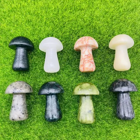 Figurine de Champignon en Pierre Polie Naturelle Statue de Champignon Sculptée en Cristal pour Décoration de Maison Jardin