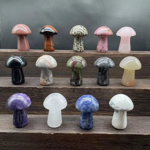 Figurine de Champignon en Pierre Naturelle Statue de Champignon Sculptée en Minéral de Cristal Décor de Cristal de Guérison pour Ornement de Chambre à la Maison