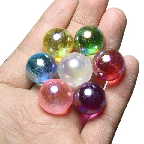 Natuurlijke Aura Kristallen Bollen Gegalvaniseerde Mini Kwartskralen Voor Huisdecoratie En Cadeau Meerdere Kleuren Beschikbaar