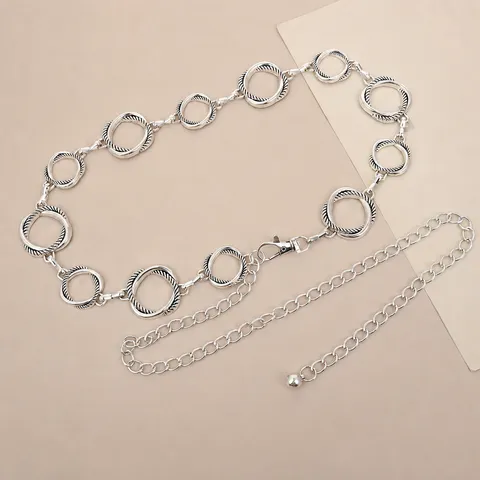 Vintage Geometric Metal Ring Waist Chain Single Layer Body Chain Western Style Fashion Jewelry For Women