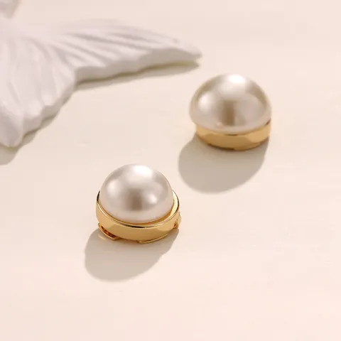 Fundas de Botones de Perla Artificial para Camisas Base de Metal Accesorios Decorativos de Camisa Joyería de Ropa