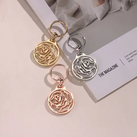 Fashion Alloy Hollow Rose Scroll Scarf Buckle Bag Pendant Metal Clothing Accessories Versatile Scarf Ring Jewelry