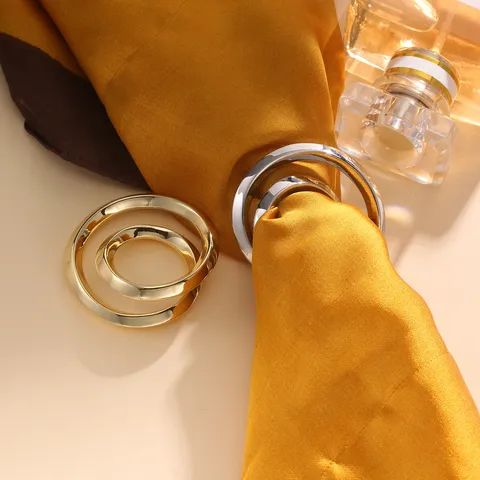 Minimalist Metal Scarf Clip Interlocking Ring Shirt Hem Knot Buckle Gold Silver Fashion Clothing Accessories For Women