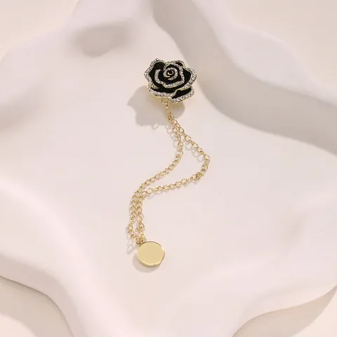 Fashion Camellia Magnetic Brooch Rhinestone Alloy Anti Peep Button Clothing Pin Elegant Decorative Accessory For Women