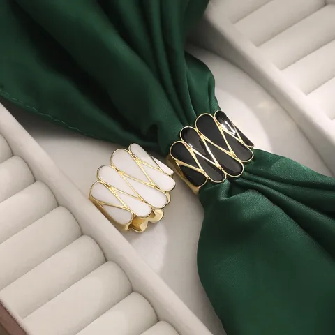 Hebilla de Bufanda Geométrica de Aleación de Zinc Esmalte Goteo de Aceite Accesorio de Mantón para Mujer