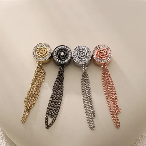 Klassieke Camelia Bloem Magnetische Gesp Ketting Strass Broche Antislip Kleding Fixator Sjaal Clip