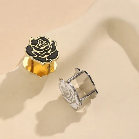 Hebilla de Bufanda de Flor de Rosa de Metal Clip de Chal Cuello Esmaltado Multifuncional Moda Joyería Accesorio para Mujeres
