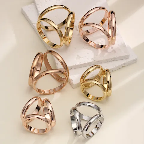 Lega Vintage Geometrico Triplo Anello Fibbia per Sciarpa Spilla Moda Accessori di Abbigliamento Gioielli per Donne