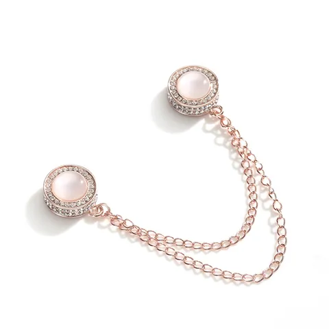 Legering Strass Magnetische Broche Pin Dubbele Ketting Sjaal Clip Broek Manchet Vaste Gesp Mode Sieraden Accessoires Voor Vrouwen
