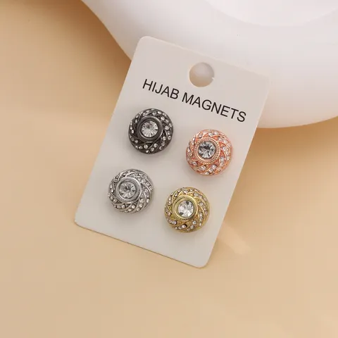 Strass Magnetische Hijab Spelden Sjaalclips Legering Ronde Broche Spelden Voor Vrouwen Mode Sjaal Sieraden