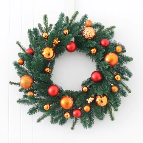 Westeuropäischer Stil Weihnachtskranz Seidenblume Künstliche Kiefernnadel Girlande Türaufhängung Deko Für Haus Garten