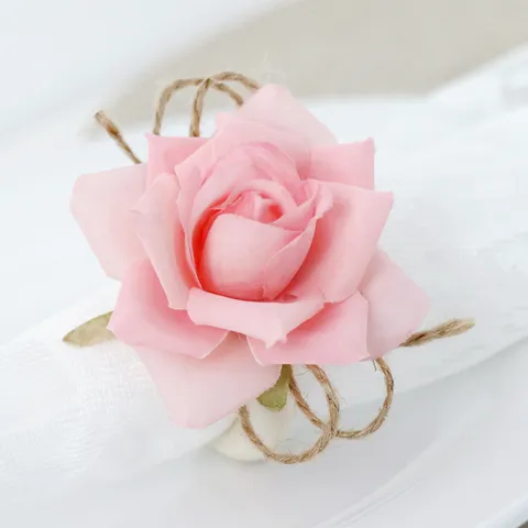 Rustikal Handgefertigt Seidenblume Rosen Serviettenringe Mit Hanfseil Exquisite Tischdekoration Serviettenhalter Für Hochzeit Valentinstag Hotel Tischdeko