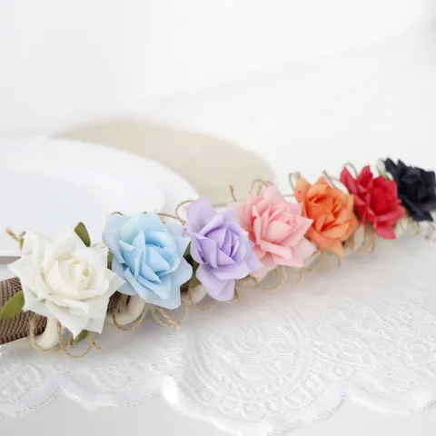 Rustikal Handgefertigt Seidenblume Rosen Serviettenringe Mit Hanfseil Exquisite Tischdekoration Serviettenhalter Für Hochzeit Valentinstag Hotel Tischdeko