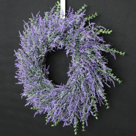 Simulation Lavender Wreath Artificial Floral Wedding Decoration Wreath For Front Door Purple Wall Hanging Home Decor