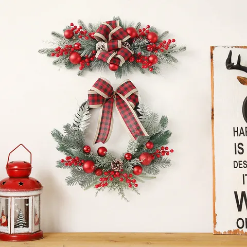 Kunstmatige Kerstkrans Vakantie Deurlintel Decoratie Valse Dennenappels Bessen Ornamenten Voor Thuis Buiten Tuin Wandkleden Arrangement