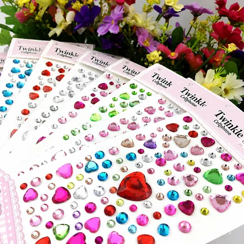 Acryl Hart Strass Stickers DIY Telefoon Auto Ambacht Decal Bling Kristal Diamant Zelfklevend Stickerblad
