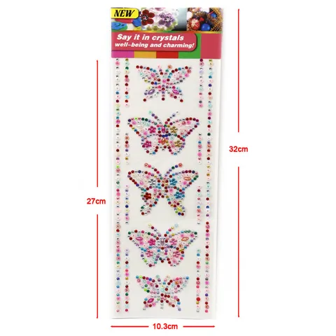 Resin Vlinder Strass DIY Sticker Acryl Kristal Diamant Sticker Decoratieve Sticker Voor Telefoon Bekers Auto Handwerk