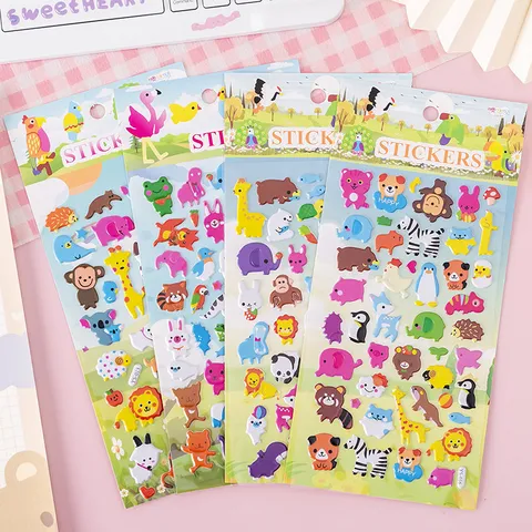 Cartoon 3D Schuim Stickers Educatief Schattig Dier Vogel Vis Vlinder Insect Plant Patronen DIY Decoratieve PVC Stickers