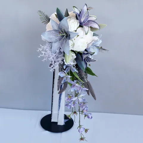 Westlicher Brautstrauß Wasserfall Künstliche Lilie Pfingstrose Blume Für Hochzeit Outdoor Fotografie Dekoration