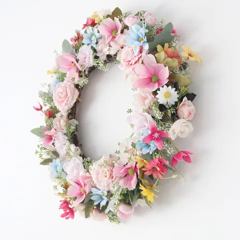Frühlings Pfirsichrosa Künstlicher Rosenkranz Handgefertigte Seidenblumen Girlande Für Haustür Wandbehang Haus Garten Deko