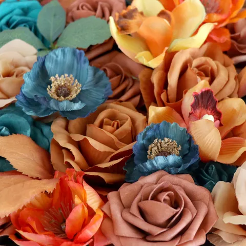 Caja de Rosas Artificiales Kit de Materiales DIY Estilo Vintage Otoñal Arreglo de Flores de Seda para Decoración del Hogar Regalo de Cumpleaños Boda