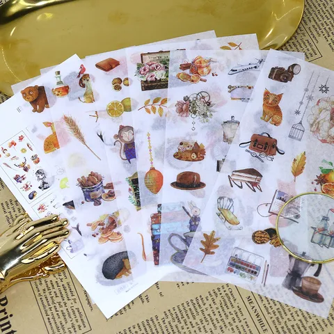 Vintage Washi Stickers Esthetische Dagboek Scrapbook DIY Decoratief Materiaal Ambachtelijke Stickers Voor Dagboek