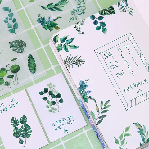 Fris groen blad Washi stickers set Botanisch journaal Scrapbooking Decoratief papier Kantoorartikelen Benodigdheden