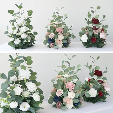 Kunstmatig Satijn Pioenroos Roos Bloemstuk Bruiloft Gangpad Tafel Centerpiece Rekwisieten Voor Feest Banket Hotel Bloemdecoratie