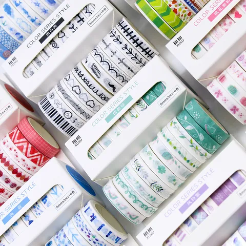 Washi Tape Basisfarbe Journal Tape Tägliche DIY Kreative Dekorative Tape Bunte Muster Scrapbook Zubehör