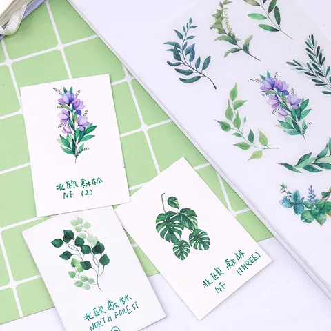 Fris groen blad Washi stickers set Botanisch journaal Scrapbooking Decoratief papier Kantoorartikelen Benodigdheden