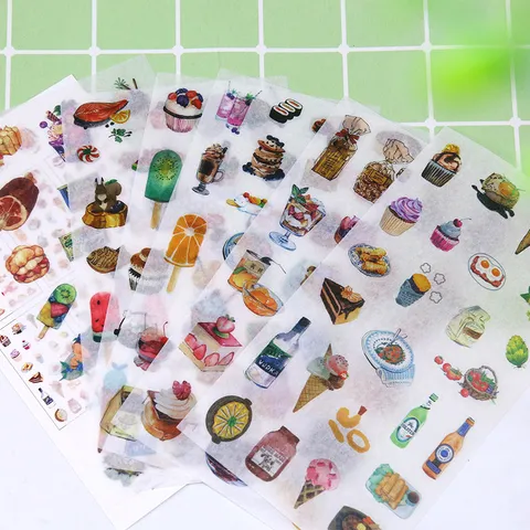 Leuke Gourmet Dessert Washi Stickers Set Frisse Aquarel Eten Esthetische Stationery Decals Voor Journaling Scrapbooking