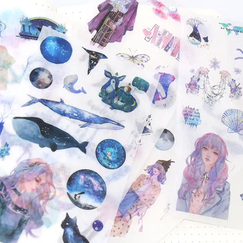 Originele Washi Stickers Sterren Meisje Esthetische Schrijfwaren Decorative Stickers