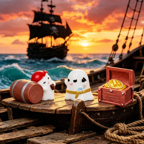 Miniature Cartoon Pirate Ghost Resin Figurine Desktop Car Ornament DIY Craft Collectible Toy