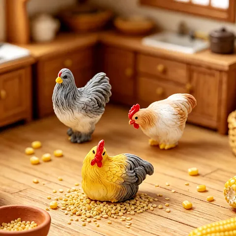 Figurine Coq en Résine Miniature Micro Paysage Accessoire DIY Mignon Animal Bureau Petit Ornement Décoration Maison